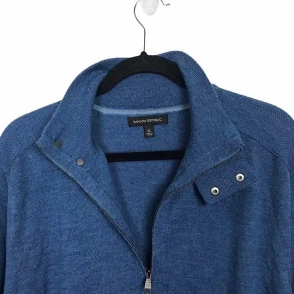 Banana Republic Blue Wool Blend 1/4 Zip Sweater XL